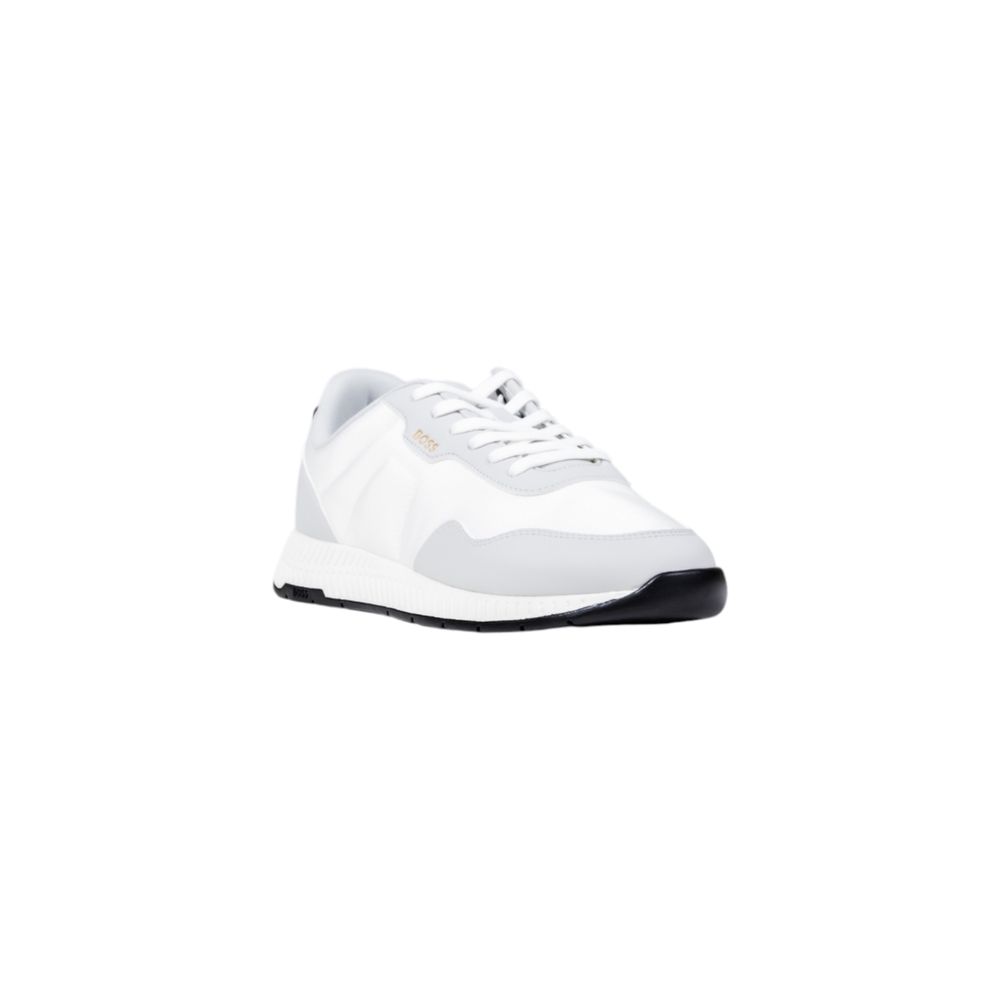 White Polyester Athletic Sneakers