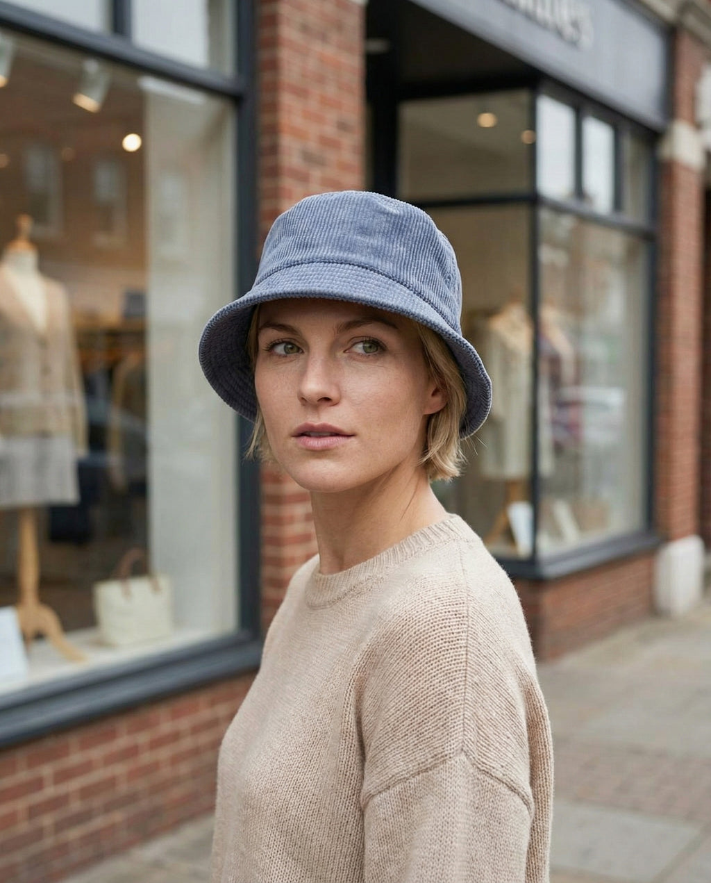 Blue Viscose Bucket Hat
