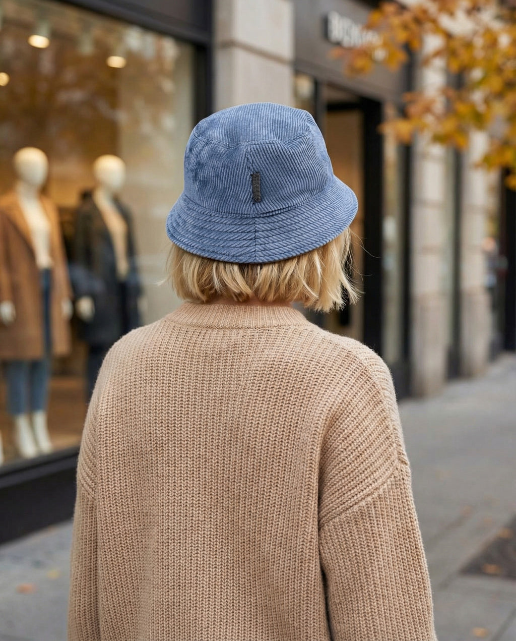 Blue Viscose Bucket Hat