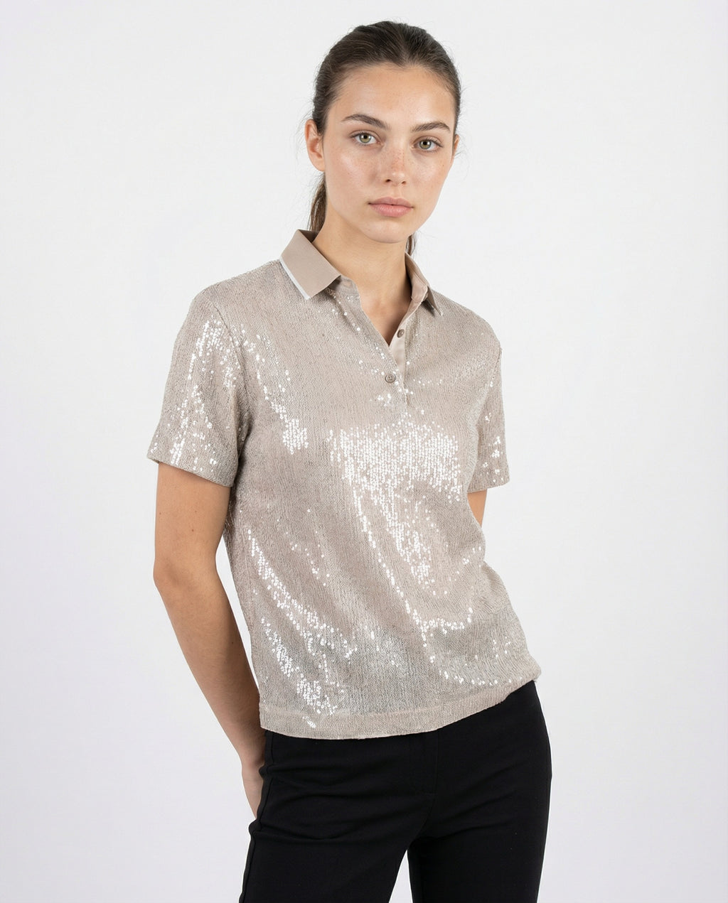 Silver Acetate Polo Shirt