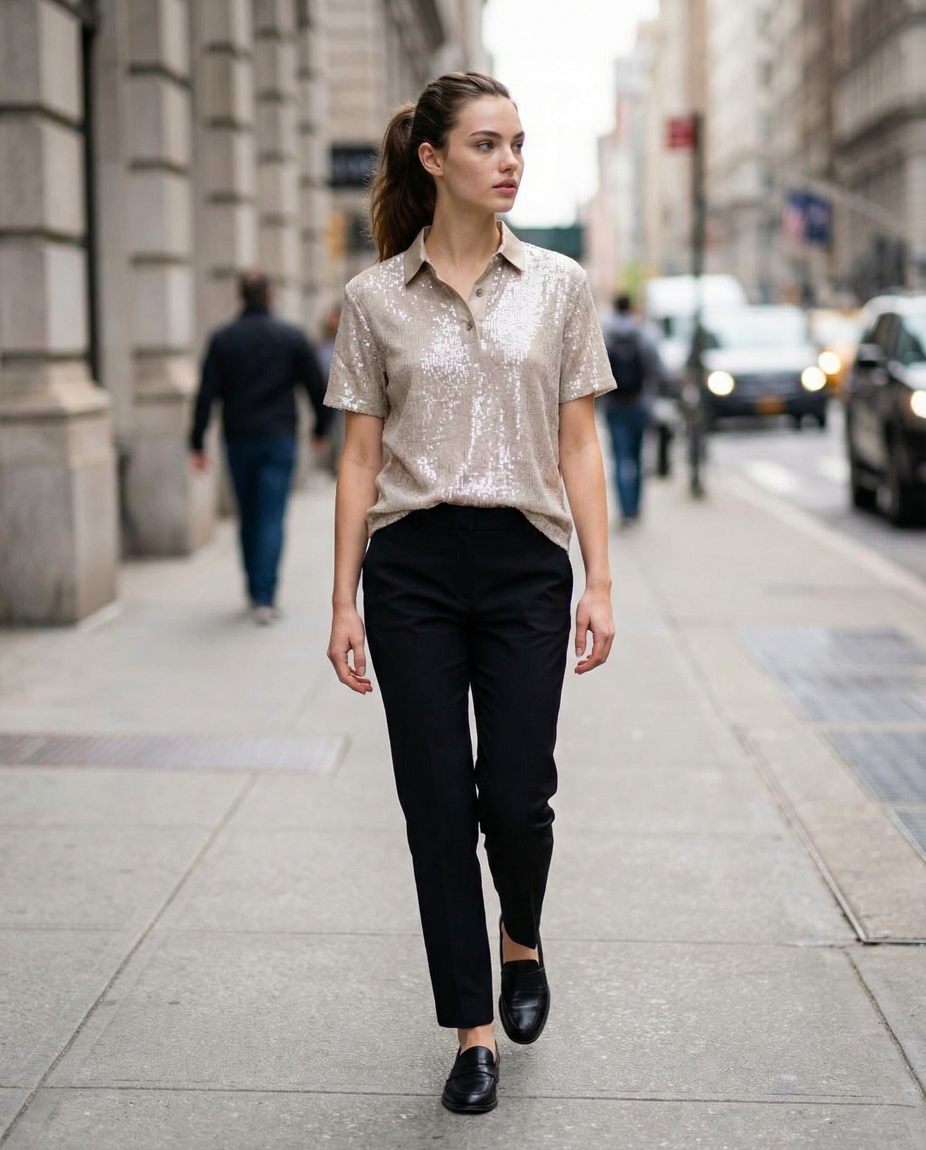Silver Acetate Polo Shirt