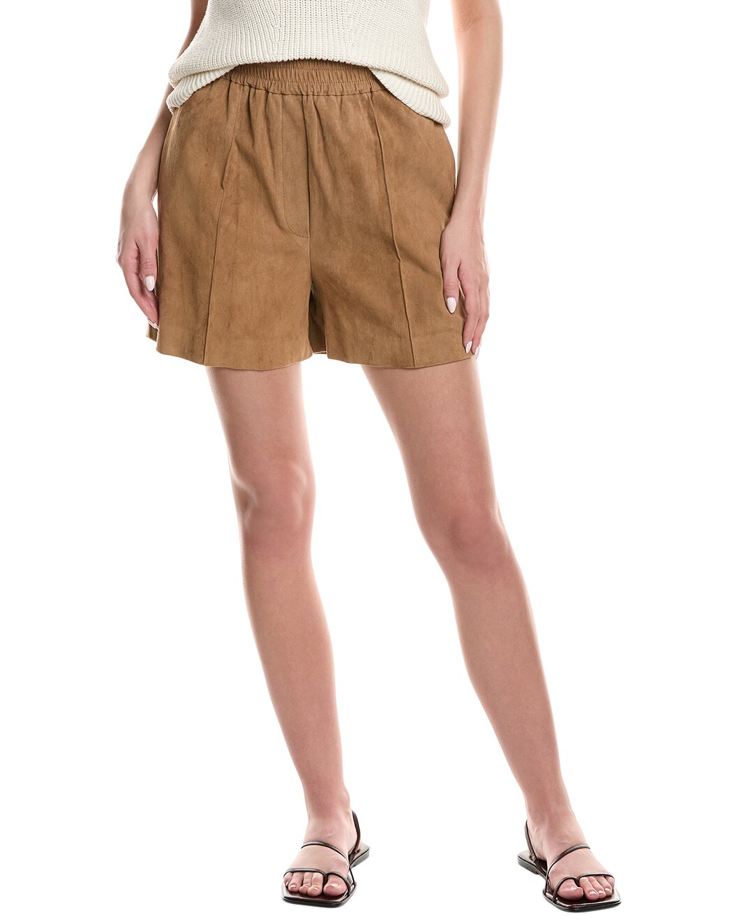 Brown Leather Bermuda Shorts