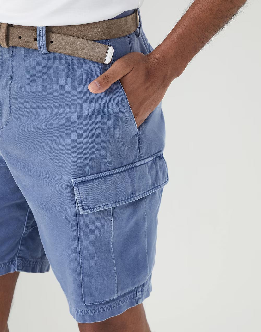 Blue Cotton Bermuda Shorts