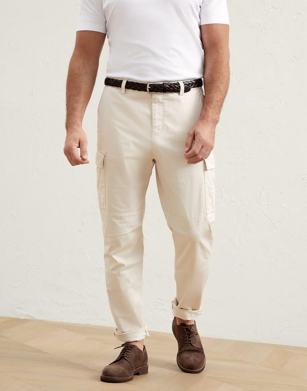 White Cotton Cargo Pants