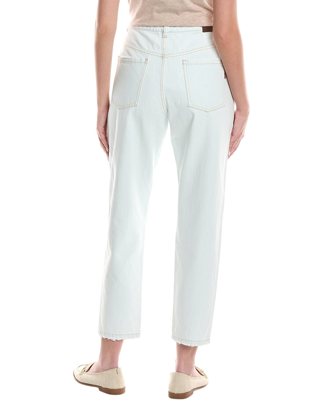 Blue Cotton High-Waisted Jean