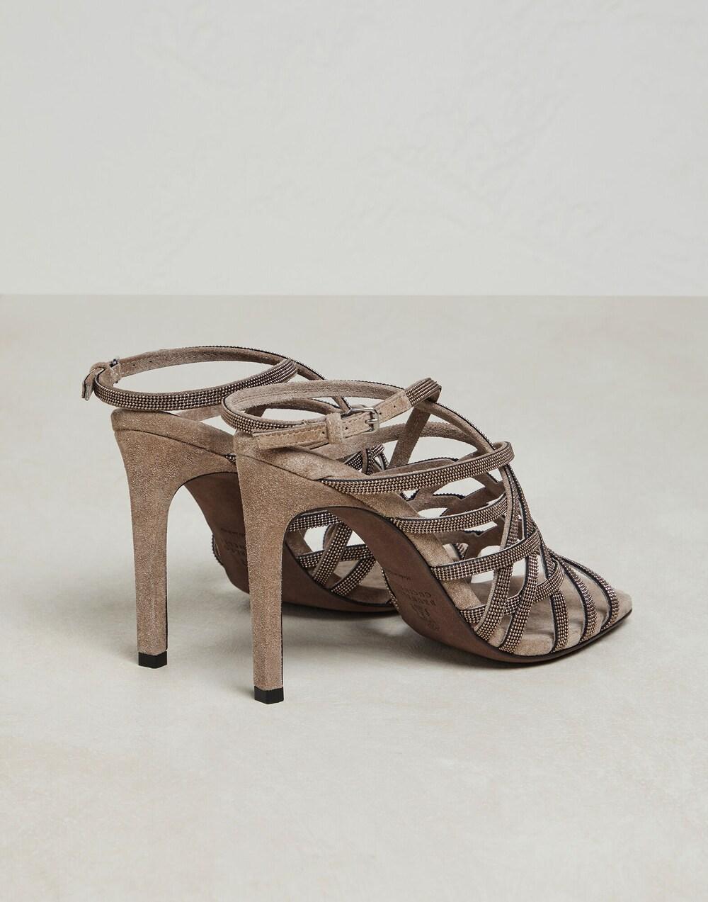 Copper Leather Stiletto Heel Sandals