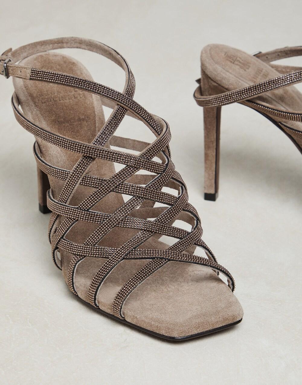 Copper Leather Stiletto Heel Sandals