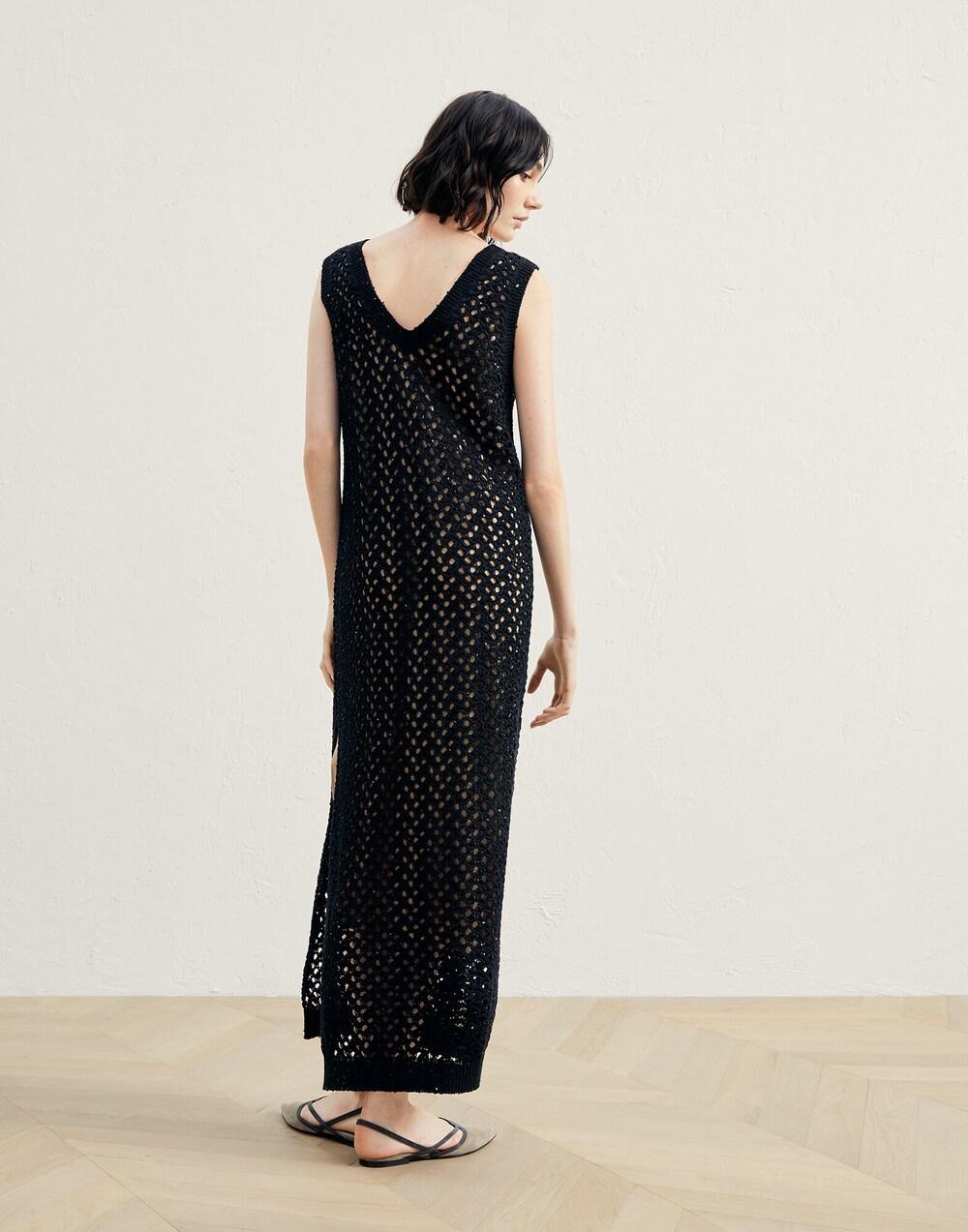 Black Cotton Pattern Dress