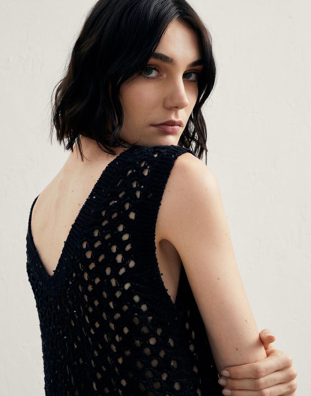 Black Cotton Pattern Dress