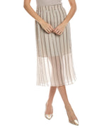 Bicolor Silk Midi Skirt