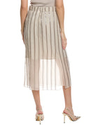 Bicolor Silk Midi Skirt