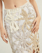 Beige Linen Long Skirt