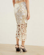 Beige Linen Long Skirt