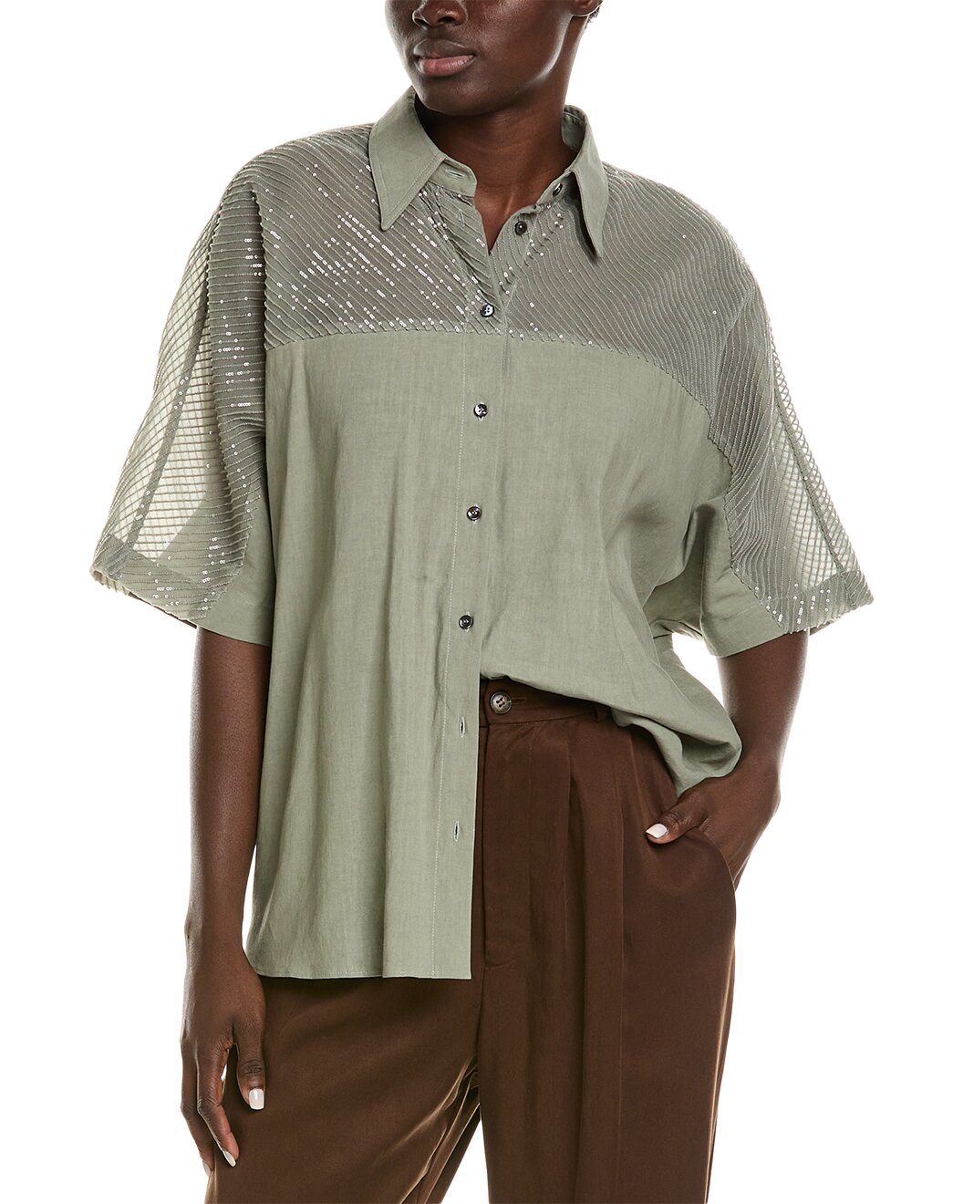 Green Linen Shortsleeve Shirt