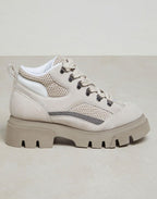 Beige Leather Chunky Sneakers