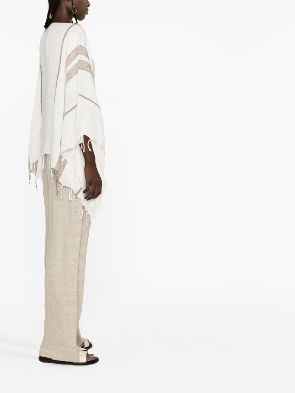 Bicolor Linen Poncho