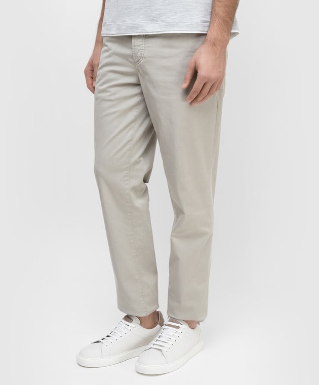 Beige Cotton Casual Pants