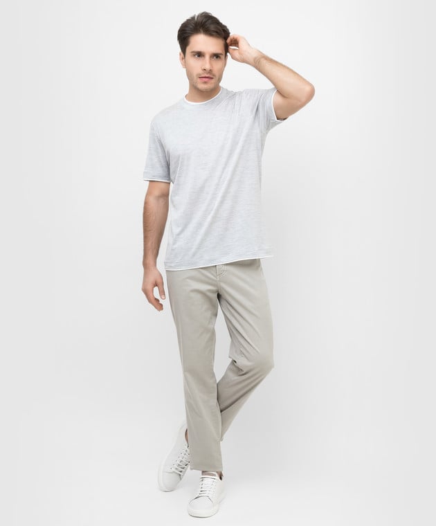Beige Cotton Casual Pants