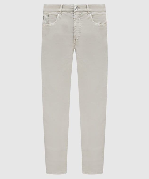 Beige Cotton Casual Pants