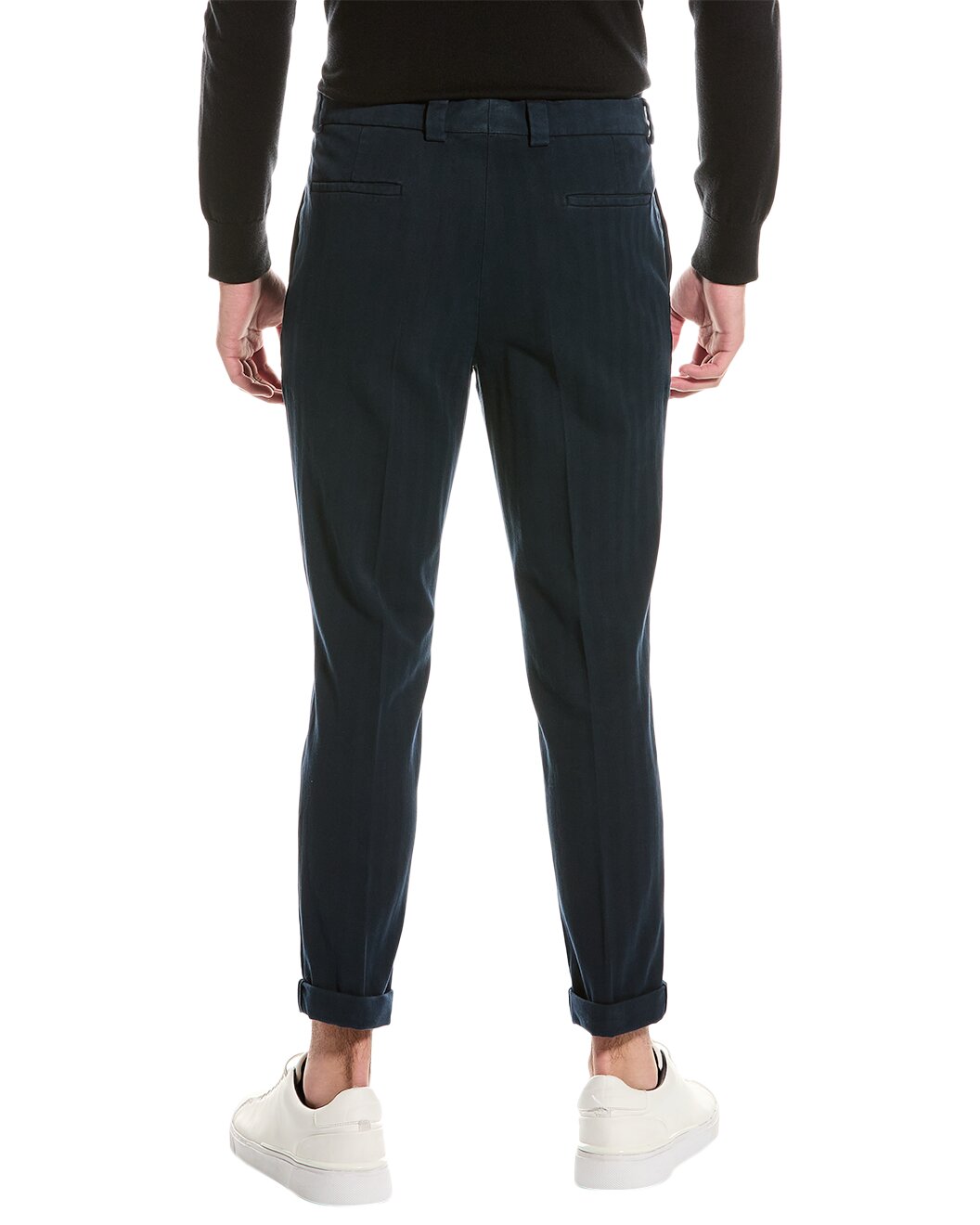Blue Cotton Casual Pants