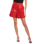 Beige Leather Bermuda Shorts