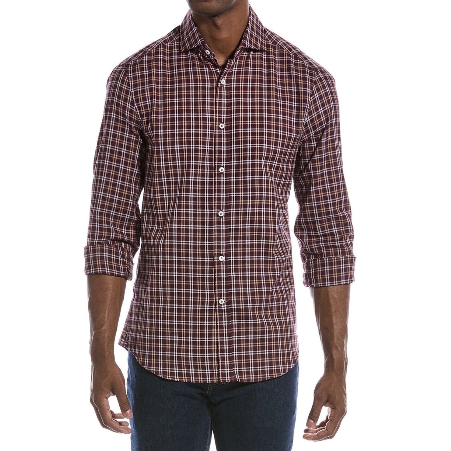 Brown Cotton Pattern Shirt