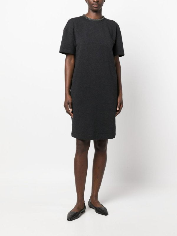 Gray Cotton Casual Dress