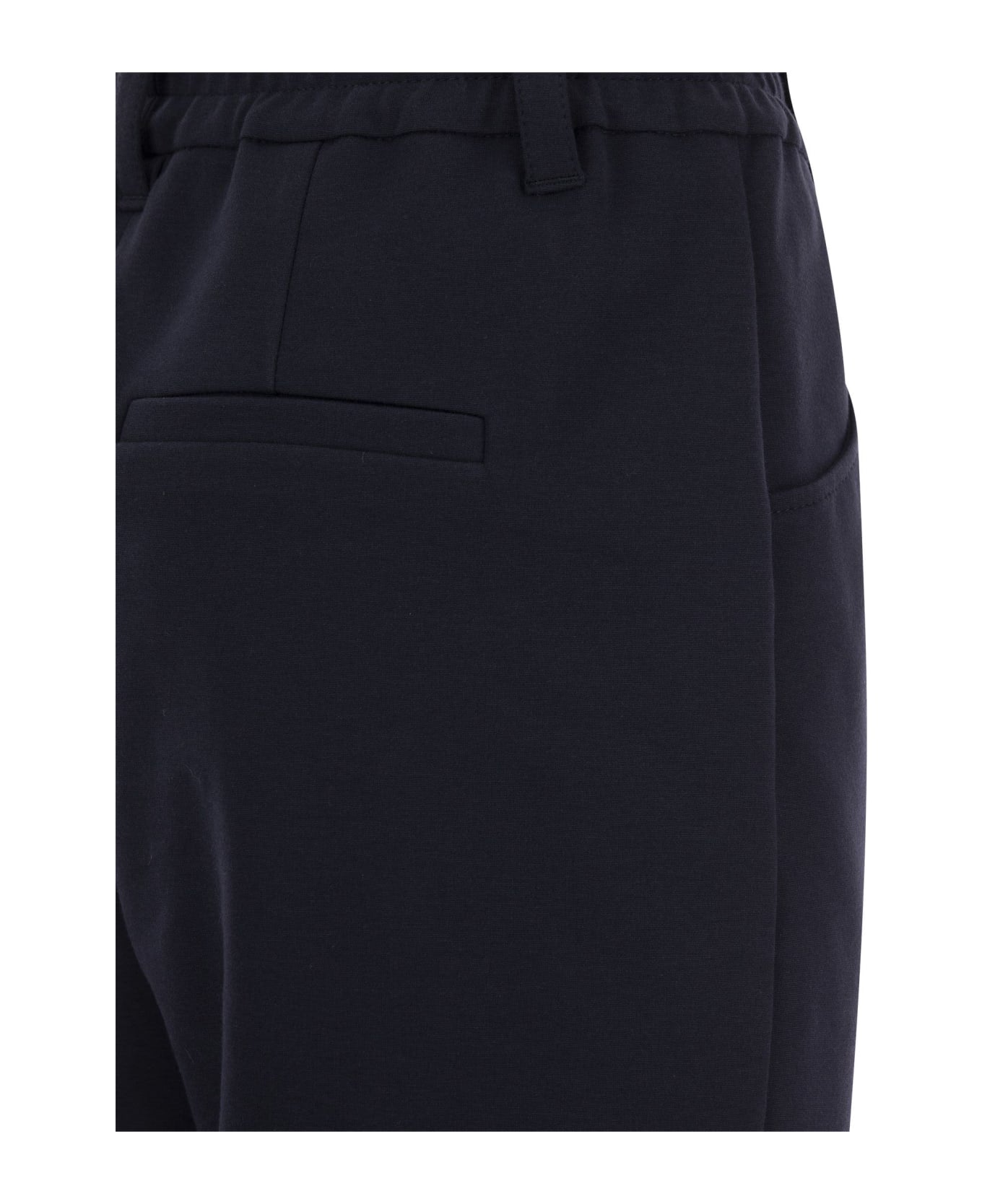 Blue Cotton Casual Pants
