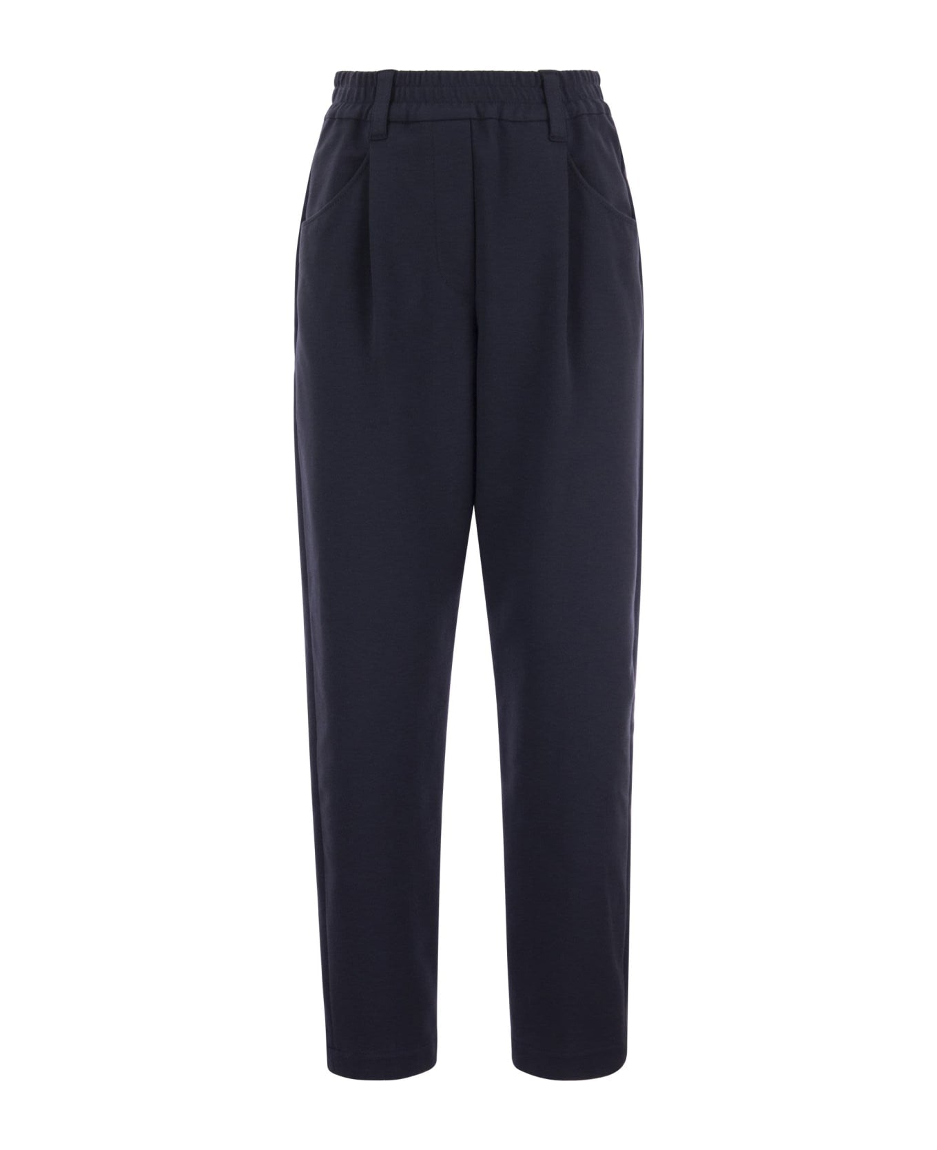 Blue Cotton Casual Pants