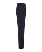 Blue Cotton Casual Pants