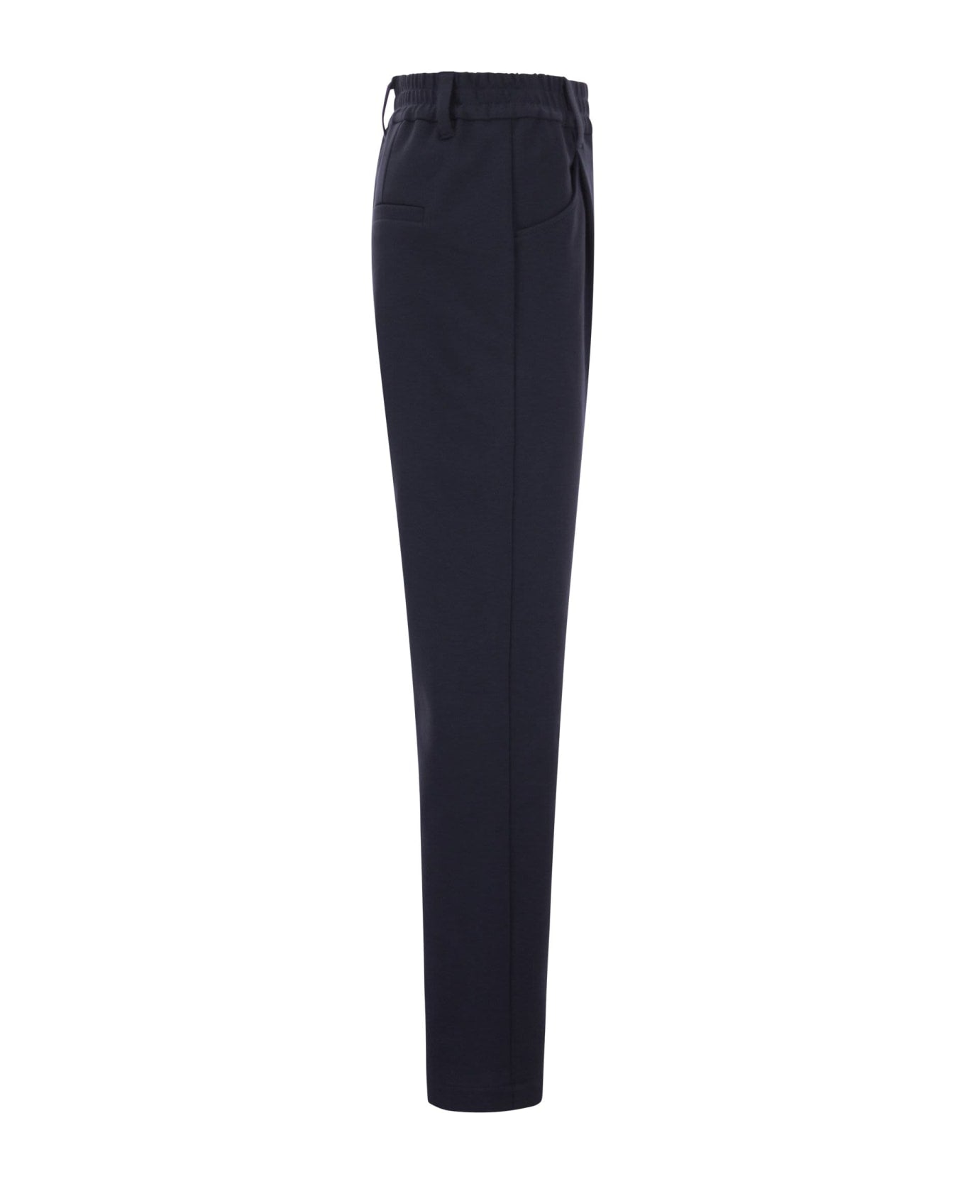 Blue Cotton Casual Pants