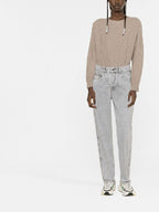 Blue Cotton Straight-Leg Jeans