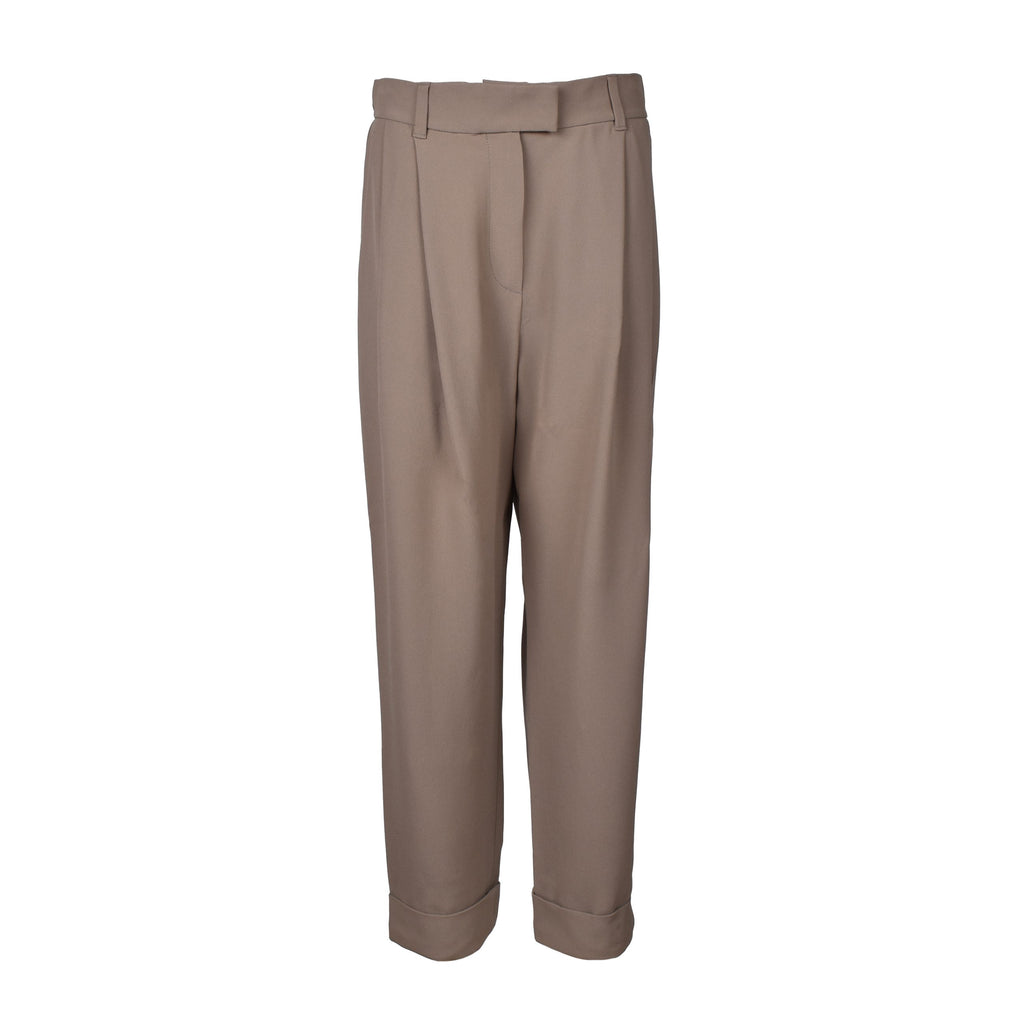 Beige Acetate Casual Pants