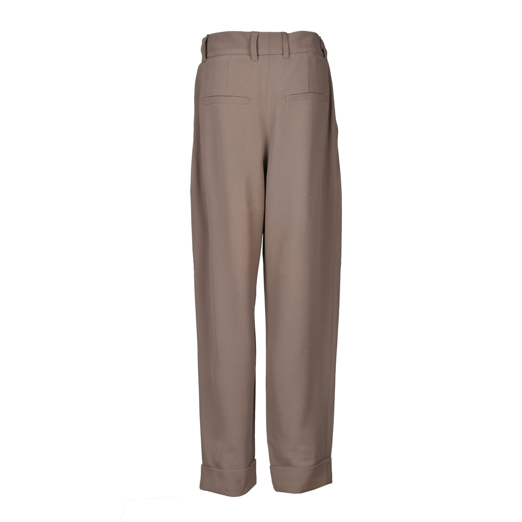 Beige Acetate Casual Pants