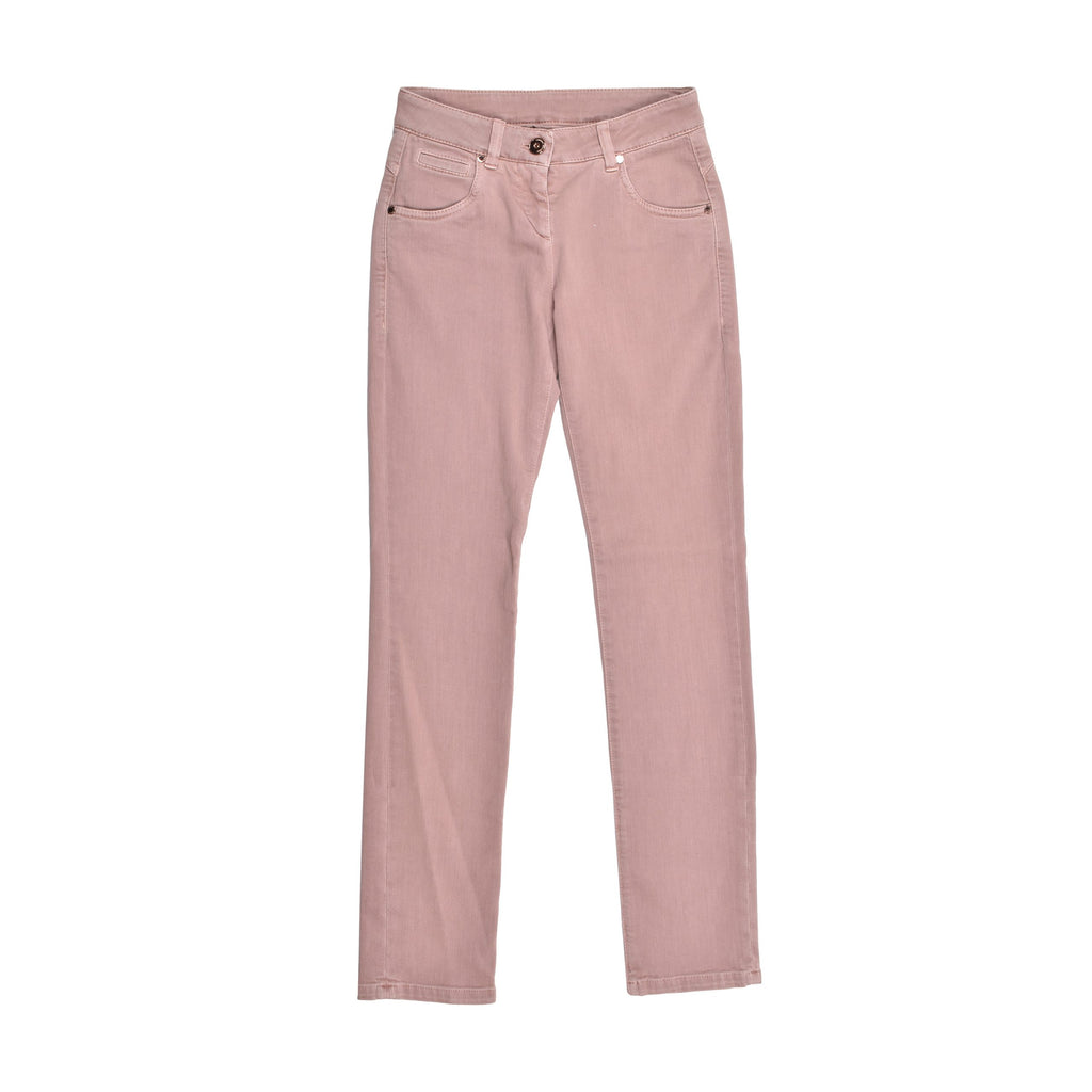 Pink Cotton Straight-Leg Jeans