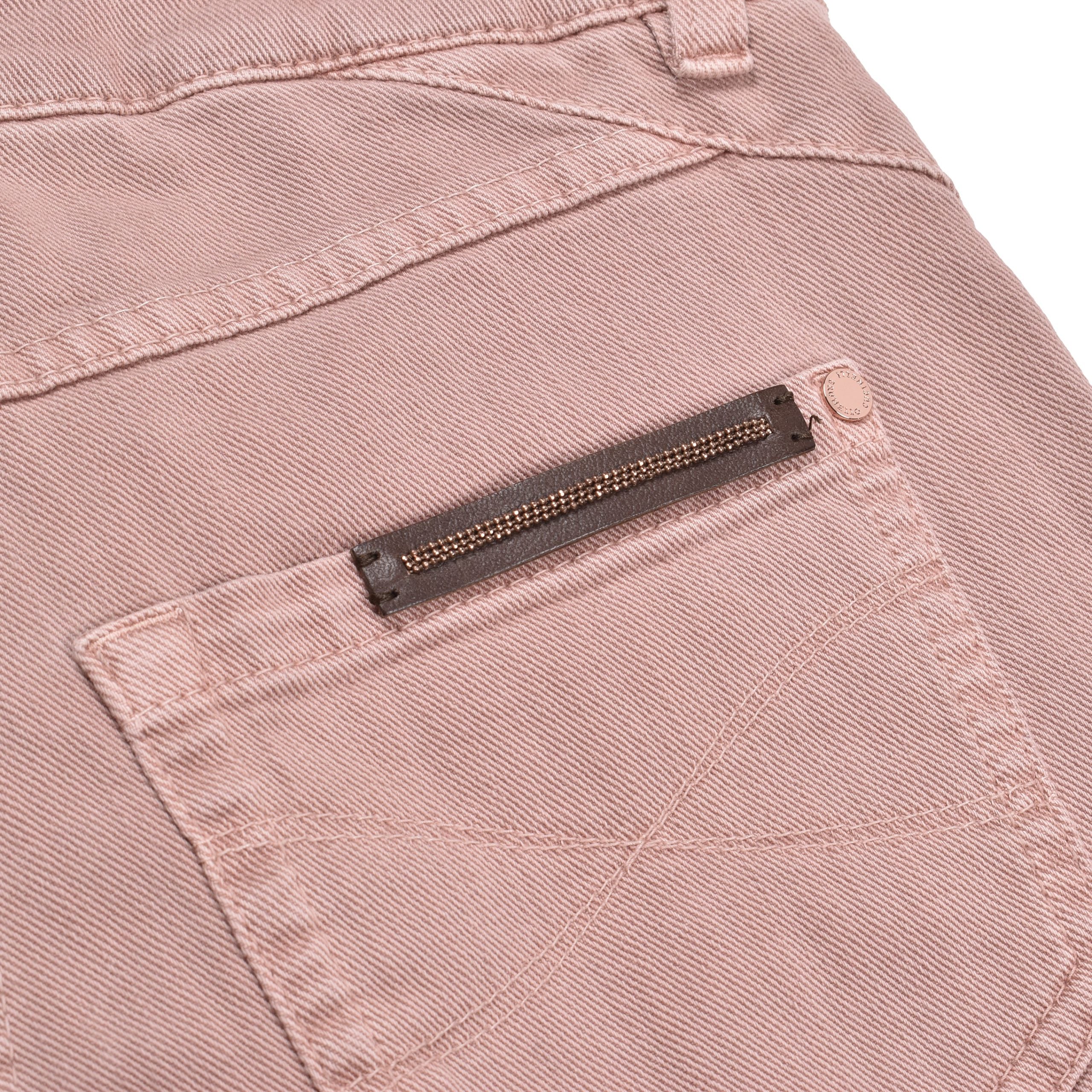 Pink Cotton Straight-Leg Jeans