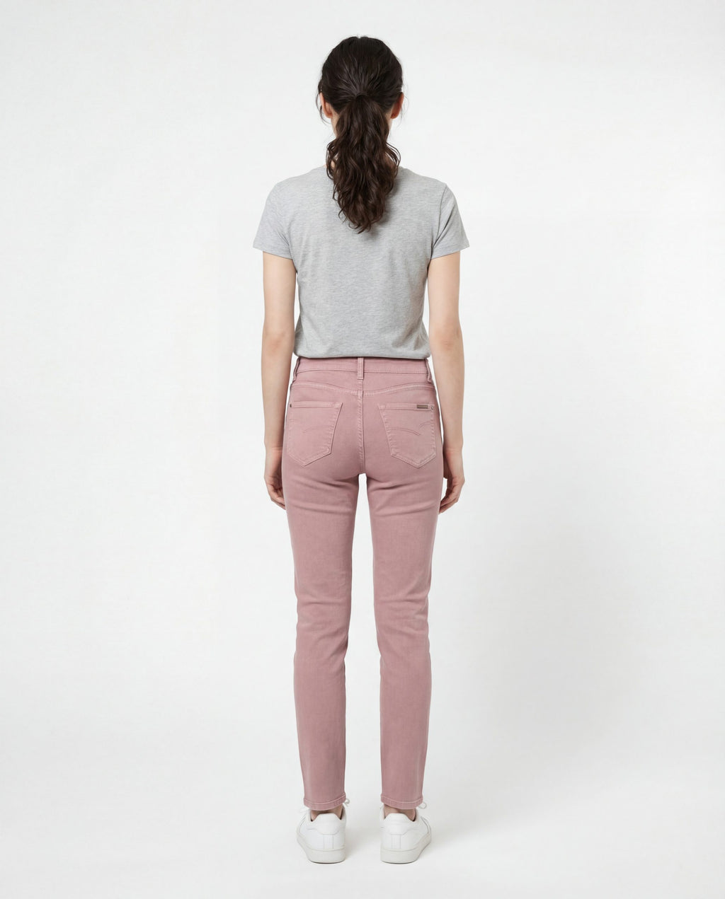 Pink Cotton Straight-Leg Jeans
