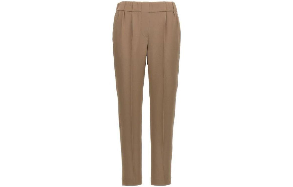 Beige Acetate Casual Pants