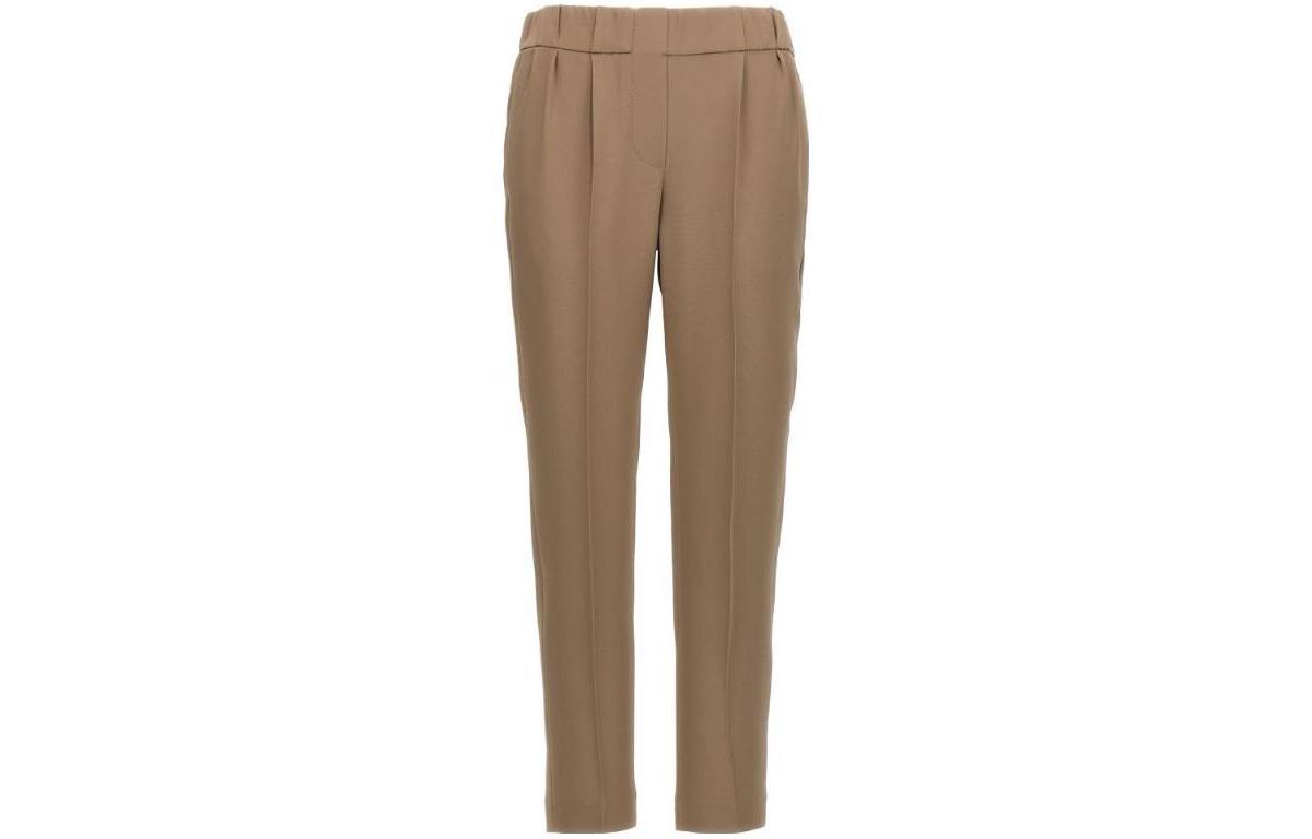 Beige Acetate Casual Pants