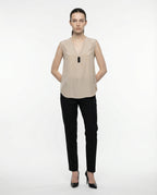 Beige Silk Tank Tops