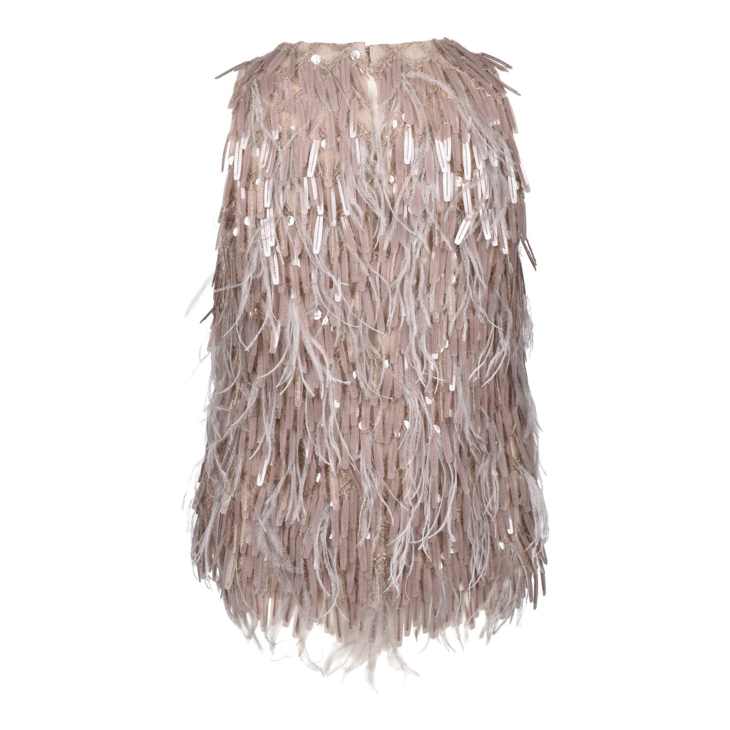 Beige Silk Cocktail Dress