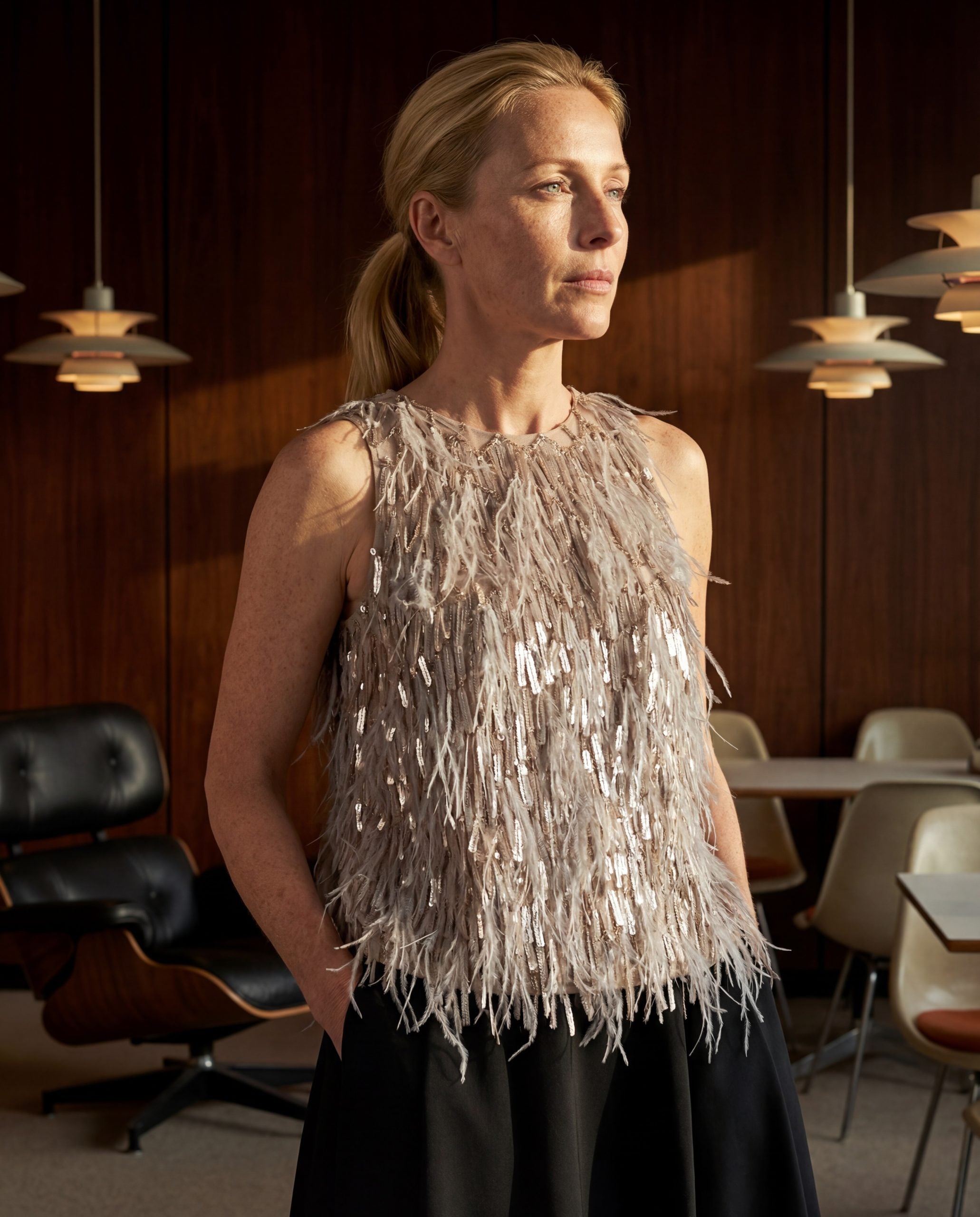 Beige Silk Cocktail Dress