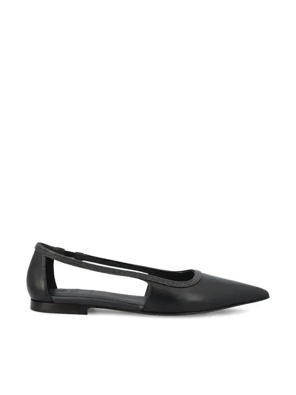 Black Leather Flats