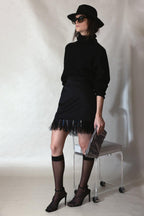 Black Acetate Mini Skirt