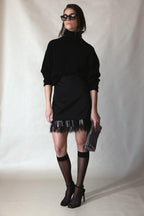 Black Acetate Mini Skirt