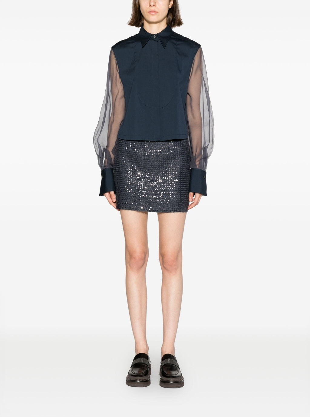 Gray Acetate Mini Skirt