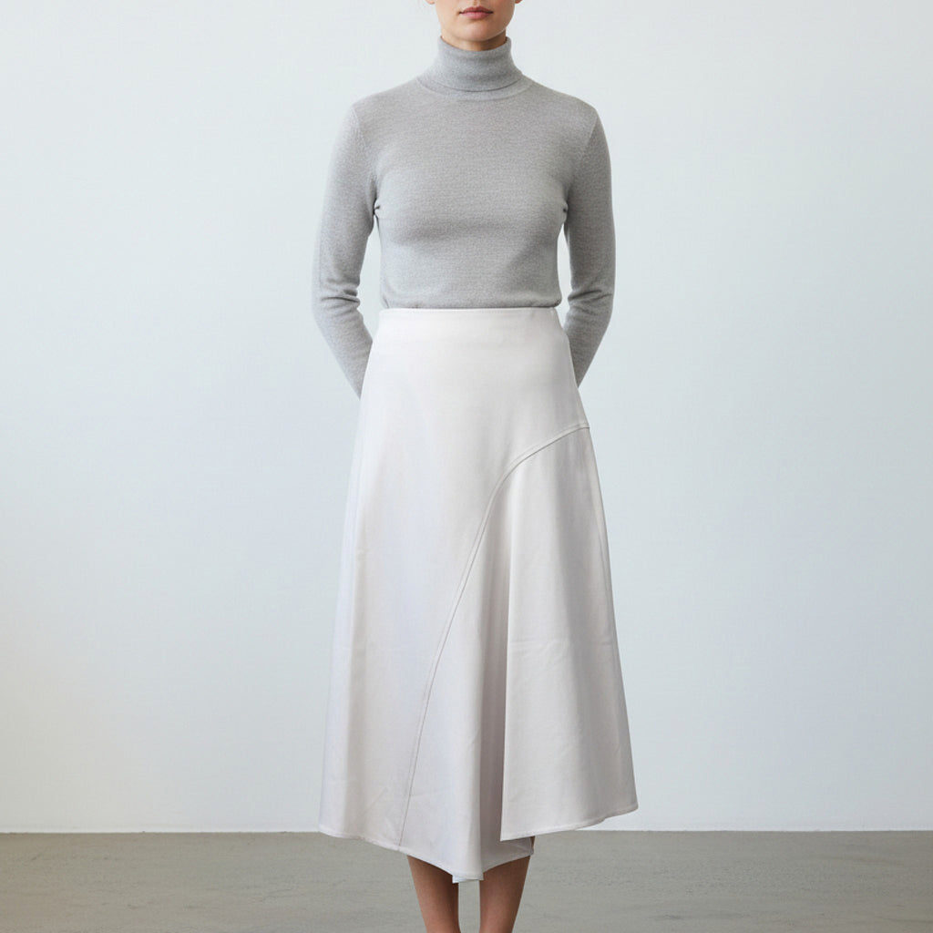 White Cotton Midi Skirt