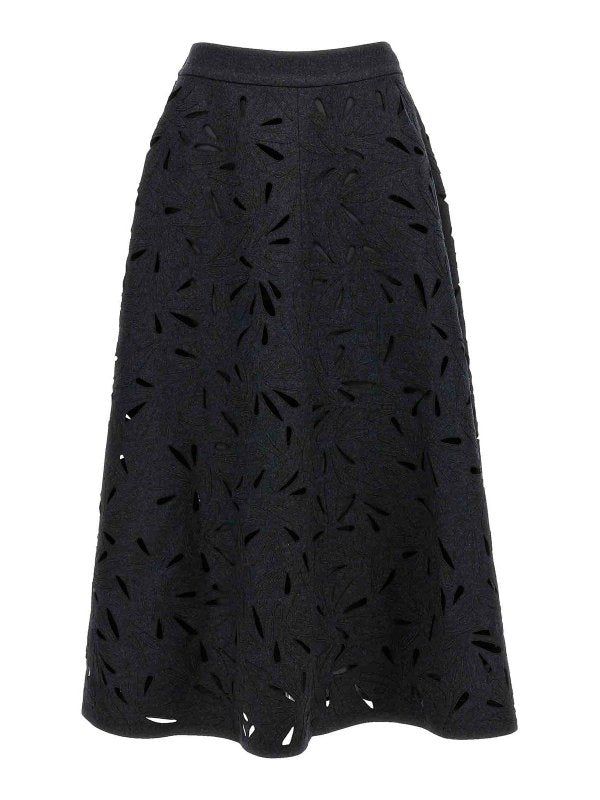 Gray Wool Long Skirt