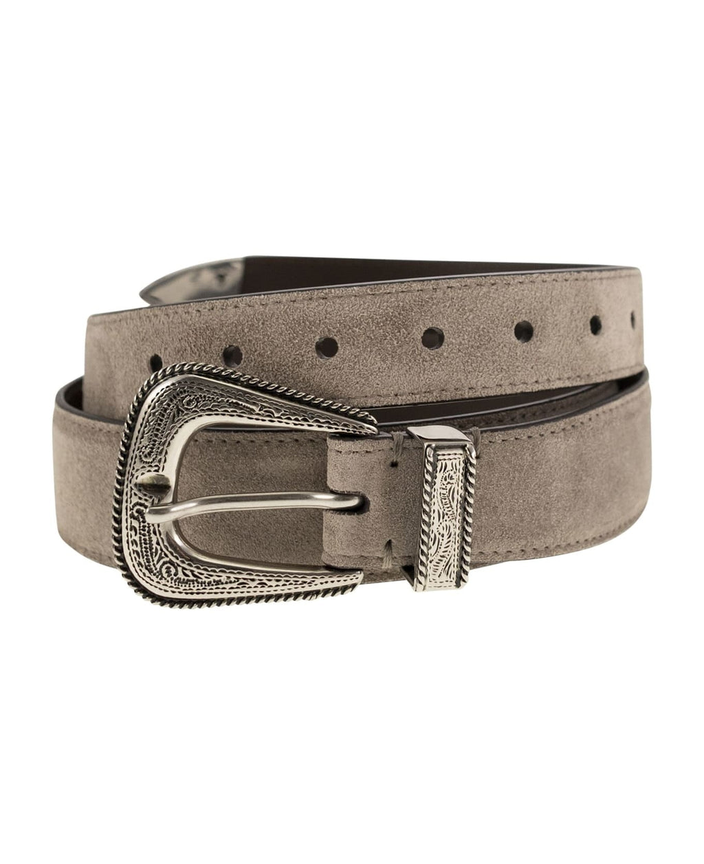 Gray Leather Regular Belt