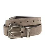 Gray Leather Regular Belt